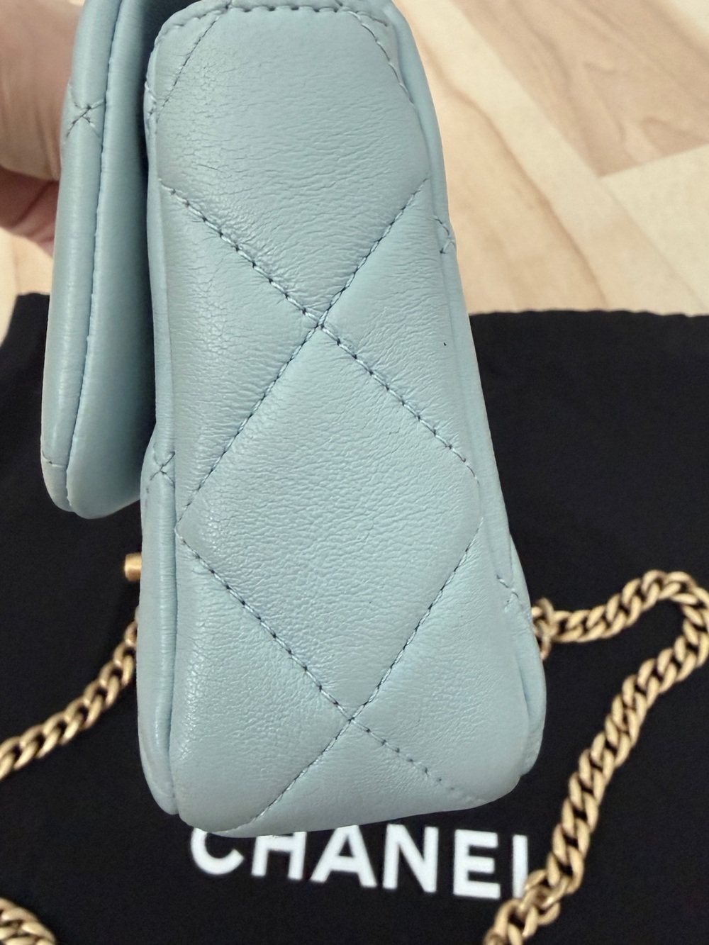 CHANEL Pending CC Square Flap Bag Quilted Lambskin, Blue - Picture 12 of 13